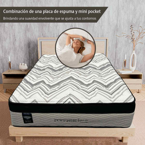 Colchón King Size Restonic Ortopédico | Con Mega Colchoneta | Tecnología Moon Care | Doble Sistema De Resortes | Confort Semi Firme | Altura 34 Cm