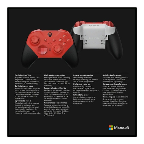 Imagen 6 de 6 de Control Inalámbrico Xbox Elite Series 2 Core Rojo Xsx, One