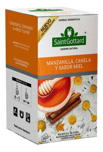 Te Manzanilla Canela Y Miel Saint Gottard X 20 Saq