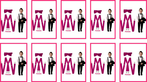 Paquete Especial 17 Tirantes Con Moño Ajustables Para Niño Fucsia Liso