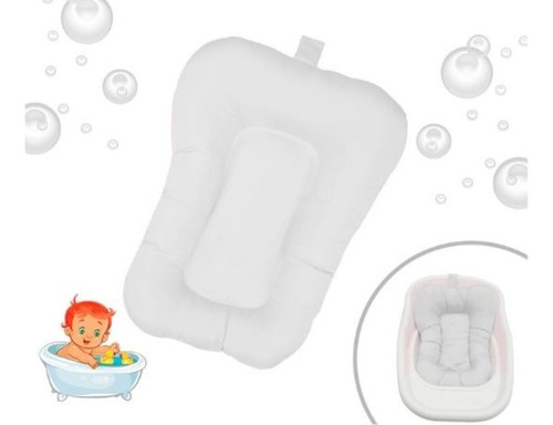 Almofada De Apoio Macia Para Banho Do Bebê Universal  Top Cor Branco Liso