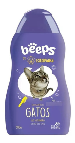 Imagem 1 de 3 de Shampoo Beeps Para Gatos Pet Society Estopinha Hidrata 500ml