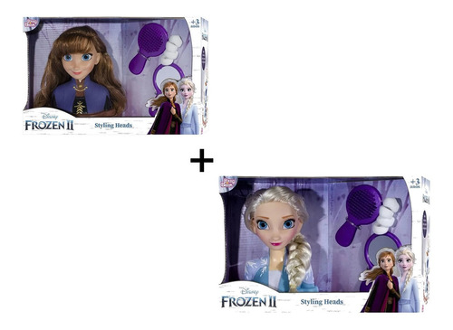 Boneca Styling Head Bustos Anna + Elsa - Frozen 2
