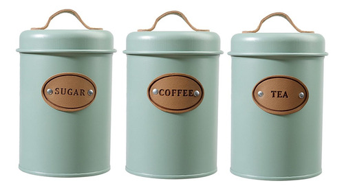 3 Latas Chá, Café E Açúcar Com Tampa Hermética,