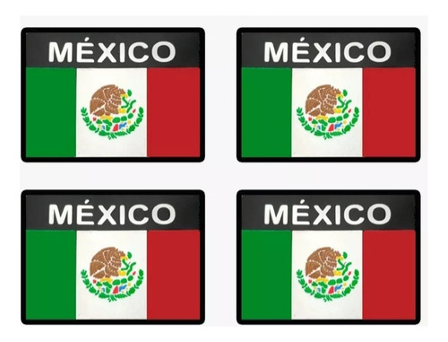 Parche Pvc 4 Pzas. Bandera Tricolor Con  Palabra Mexico