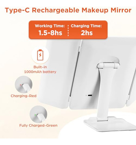 Espejo De Maquillaje De Viaje, Espejo De Maquillaje Tríptico