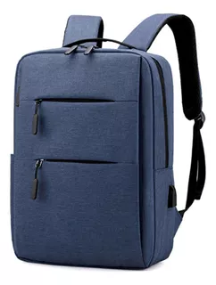 Mochila Notebook Slim Feminina Masculina Faculdade Azul