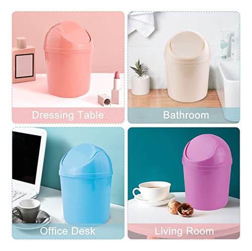 Mini Papelera Plástica Con Tapa Abatible + 120 Bolsas De