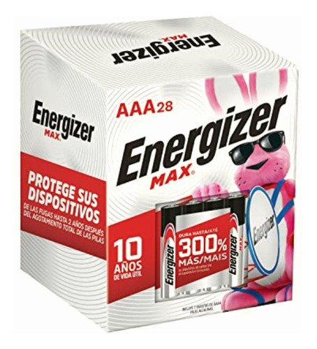 Energizer, Pila Max Alcalina, Aaa, 28 Pilas Blanco/rojo