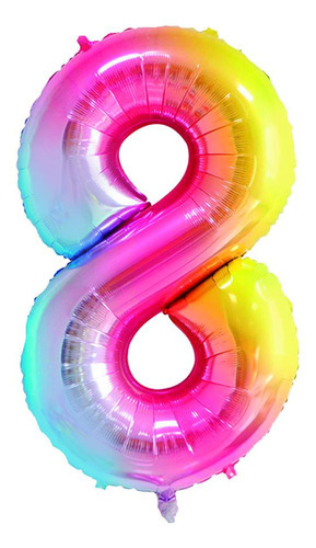 Balão Para Aniversários Número 8 Colorido 101cm 1 Un