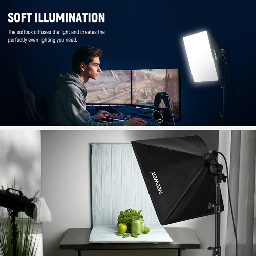 Neewer 40cm Kit De Iluminación Softbox + Bombilla Led De 35w