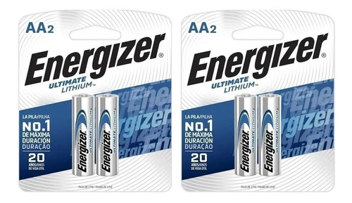 Kit 2 Pacotes Com 4 Pilhas Energizer Ultimate Lithium Aa