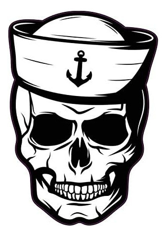Sailor Skull Decal - Nautical Anchor Bumper Sticker - O...