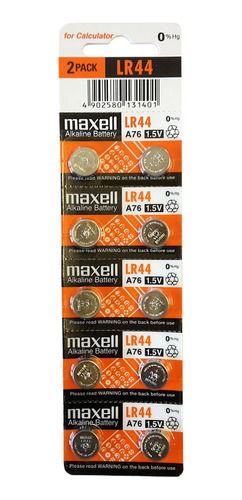 Pack 10 Pilas Ag13 Lr44 A76 Maxell Alcalina Tipo Reloj