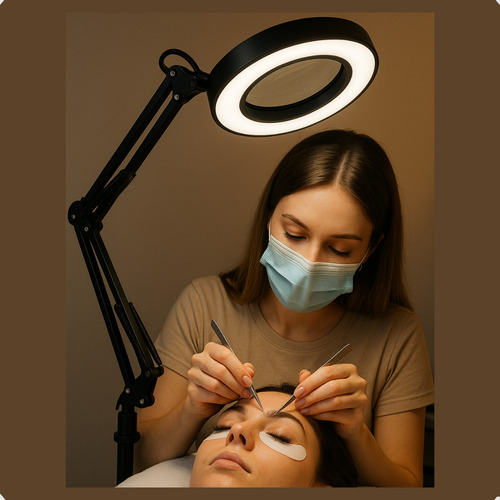 Luminaria Lupa Estética Thevisionaries Ring Light Articulada Mesa Bancada Garra Aumento 5X Lash Designer Esteticista Manicure Extensionista Cílios Iluminação Técnico Eletrônica Maquiadora Relojoeiro