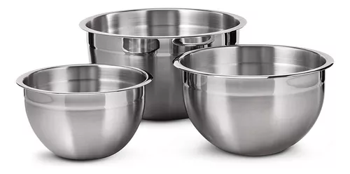 Set X4 Bowls Cocina Ensaladera Batidor Reposteria Acero Inox