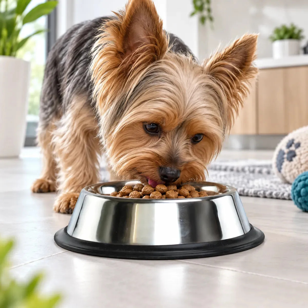 Fancy Pets Plato De Acero Inoxidable Para Perro 8 Oz 227 g Con Contorno De Goma Antiderrapante Base Estable Superficie Lisa Duradero Facil De Limpiar Para Agua O Alimento