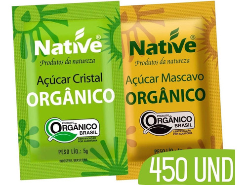 Açucar Native Cristal + Mascavo Sache Individual 450 Saches