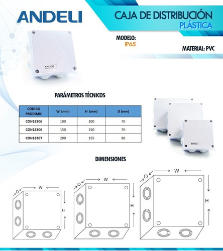 Caja Interperie Plástica Andeli  Ip65 10cmx10cmx7 Intemperie