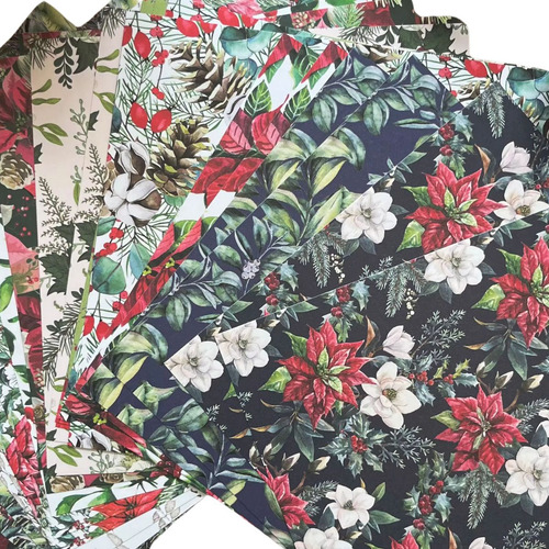 Block Papel Estampado Navidad Reno Nochebuena 24 Hojas