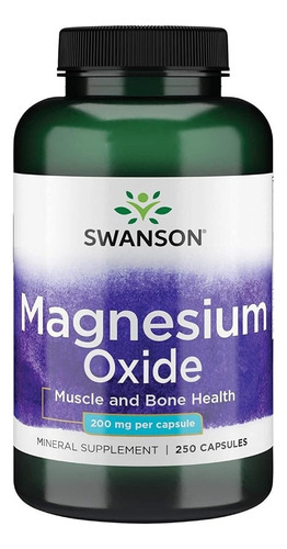 Swanson - Magnesio 200 Mg 250 Capsulas (musculos Y Huesos) Sabor Sin Sabor