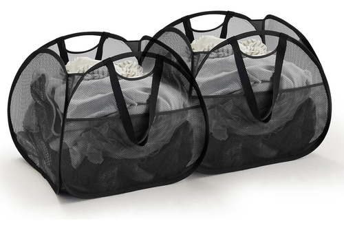 Cesta Plegable De Malla Con Asas Fuertes Y Bolsillos Lateral
