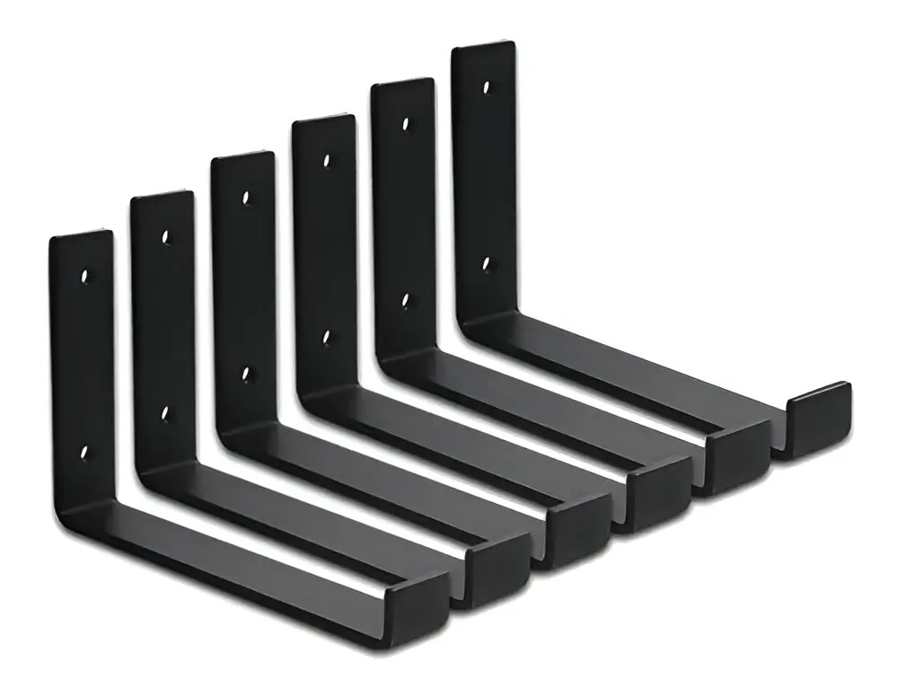 Kit 6 Mão Francesa Invertida Monte Alegre Decor 30cm Ferro Preto