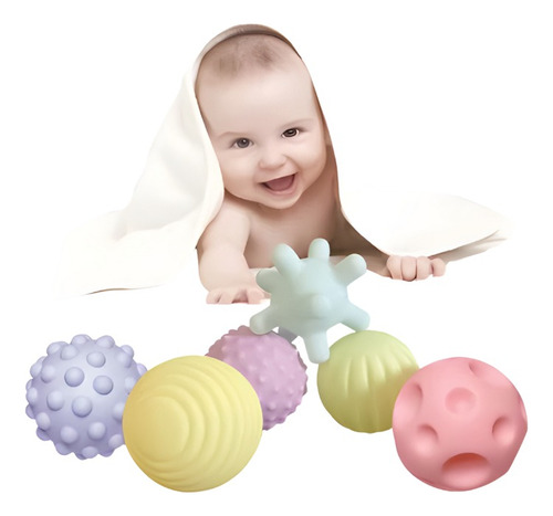 Kit 6 Bolinhas Sensoriais Diferentes Texturas Mordedor Bebês