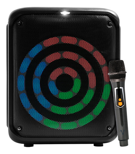 Bocina Karaoke Bluetooth Vorago KSP-350 - 30W Potencia - Micrófono Inalámbrico - Luces RGB Disco - TWS Estéreo - USB/SD/Aux/FM - Batería 5 Horas - Ideal para Fiestas