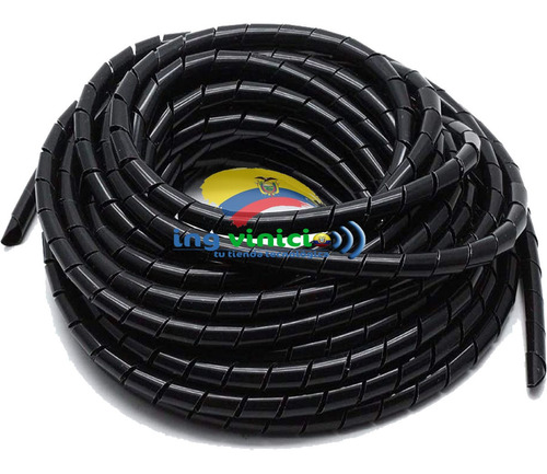 Imagen 1 de 7 de Organizador Espiral Cubre Cables Negro 19mm 10m 3/4 Resisten