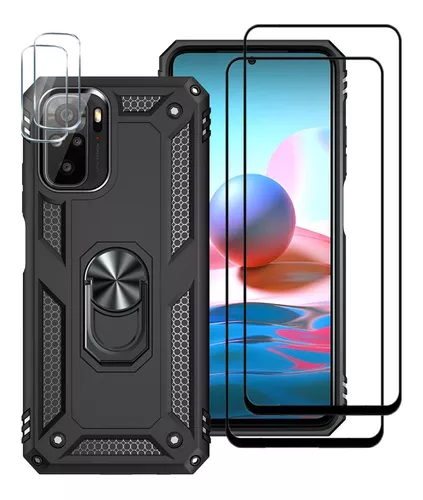 Funda para Xiaomi Redmi Note 10S con protector de pantalla de vidrio,  armadura híbrida resistente a prueba de golpes, protección de doble capa