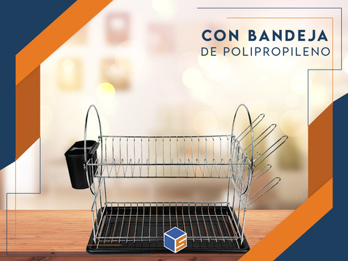 Imagen 9 de 11 de Secaplatos Escurridor Para Platos Con Cubiertero Cromado