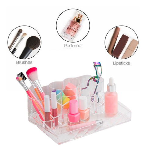 Organizador Maquillaje Porta Brochas Acrilico Cosméticos Pr