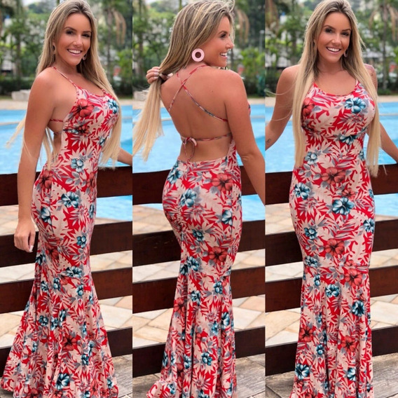 vestido longo estampado mercado livre