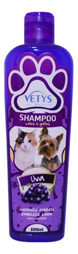 Shampoo Para Gato E Cachorro De 500 Ml Vetys Do Brasil Fragrância Uva