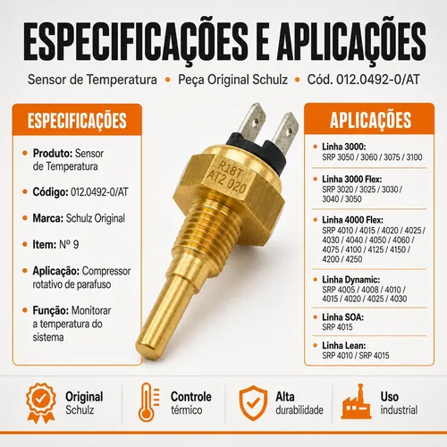 Sensor De Temperatura Compressor Schulz 012.0492-0/at | MercadoLivre