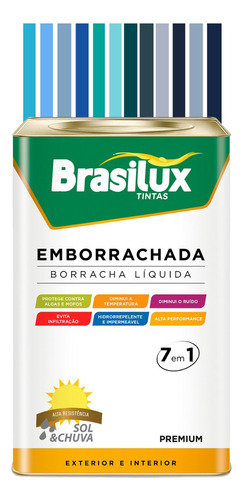 Tinta Emborrachada Azul 16l Lavável Brasilux Borracha Líquid