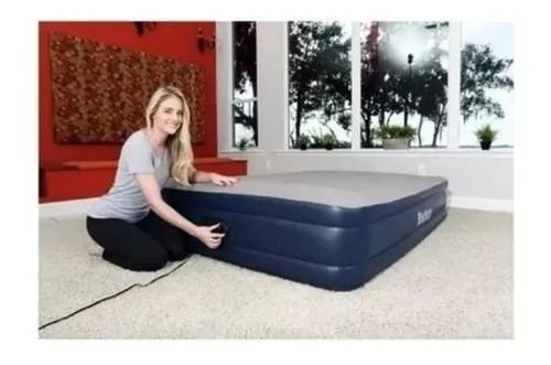 Colchón Inflable Bestway Cama Azul Con Bomba Msi
