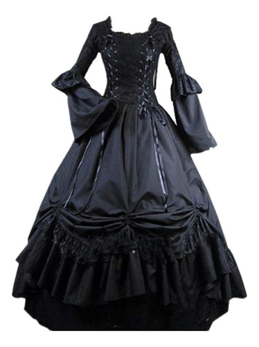 Tumknow Vestidos Victorianos Para Mujer Tallas Grandes Negro