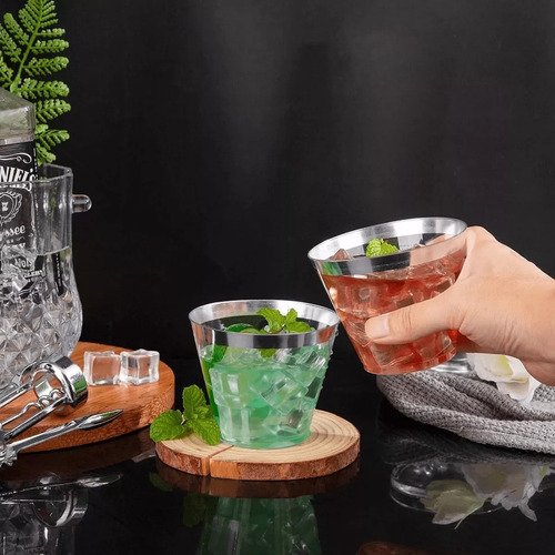 50 Vasos Desechables Plástico Elegantes Fiesta Bodas 9oz Color Silver