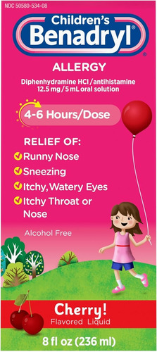 Benadryl Líquido Para La Alergia Infantil Con Difenhidramina
