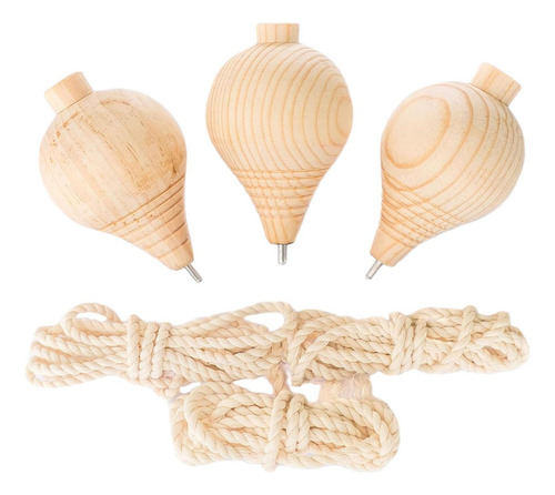 3 Piezas De Trompos Clásicos De Madera, Juguetes