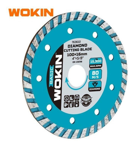 Disco Diamantado Turbo 4-1/2 X7/8 115mm X 22.2mm Wokin
