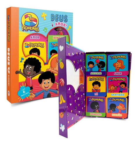 Livros 3 Palavrinhas - Box  Deus É Amor!  - 6 Minilivros Encantadores Para Pequenos Corações! Livro Infantil Cristão Com Histórias Bíblicas Divertidas E Educativas