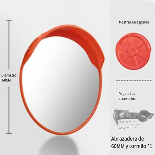 Espejo Convexo Gran Angular Con Dirección En Carretera 45 Cm