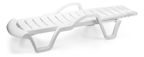 Tumbona de plástico para playa y piscina, verano, color blanco