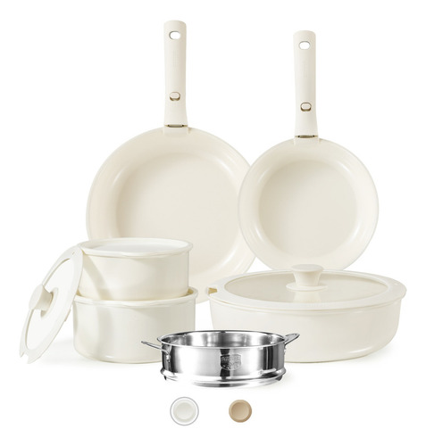 Carote Set De 12 Sartenes Antiadherentes Mango Desmontable Color Blanco