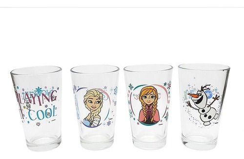 Vasos Vidrio Frozen 324ml Juego 4 Pzas Bebida Niñas Libbey