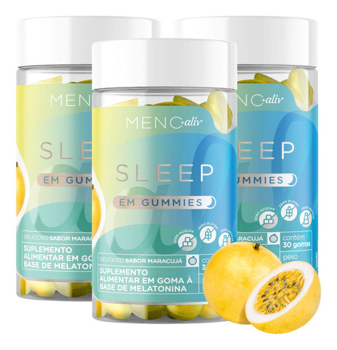 Gummie Sleep 3 Potes - , Gammy De Melatonina - 30 Gomas