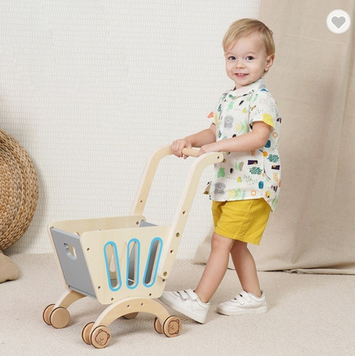 Carrito Compra Didáctico Madera Juguete Diferentes Colores